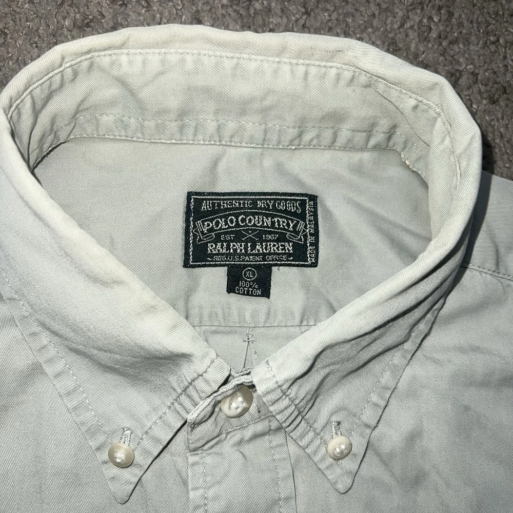Vintage Polo Country Ralph Lauren Solid Gray Work Shirt S/S XL - Picture 2 of 6